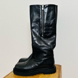 Officine Creative St.Moritz Blowtech Black Italian Leather Combat Boots $1195 39